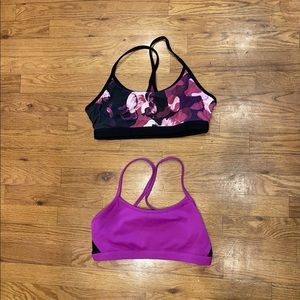 Fabletics 2 Reversible Sports Bras Floral Purple Pink Mesh Size M
